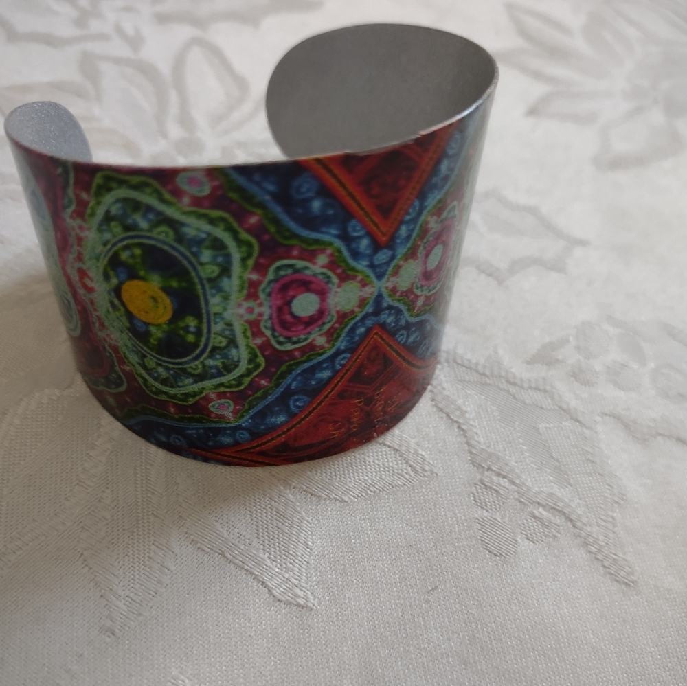 Cuff wide bracelet hand painted